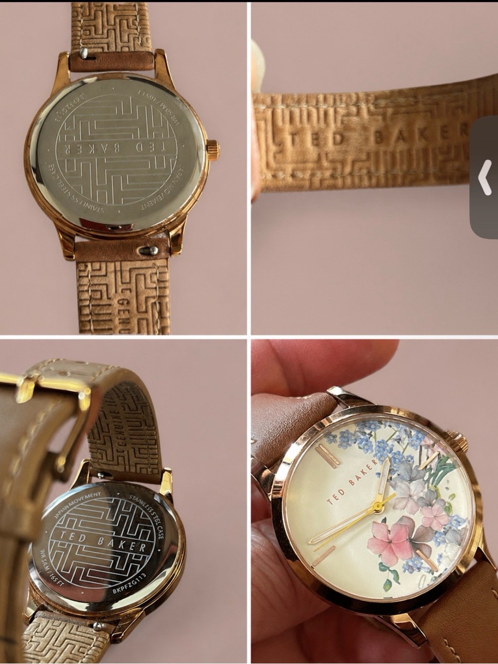Ted Baker LikeNew Floral Leather Watch w/ new battery - Picture 4 of 4